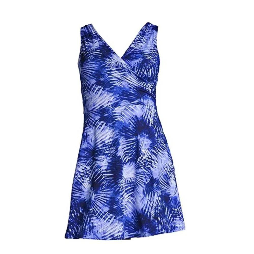 NWT Lands' End Womens Tummy Control Surplice Swim Dress 1 Piece Sz 4 $160 9A260 - Picture 4 of 4